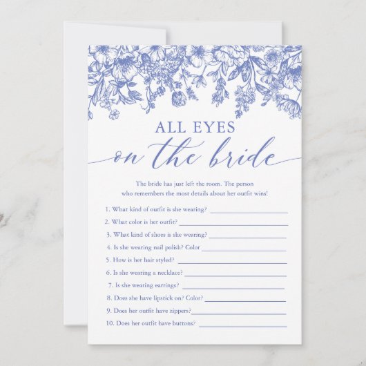 Blue All Eyes Op De Bruid Vrijgezellenfeest Spel Kaart (Voorkant)