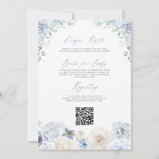 Blue All in One Boy Baby in Bloom Baby shower Kaart (Achterkant)