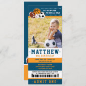 Blue All Star Sport Ticket Birthday Foto Kaart (Voorkant / Achterkant)
