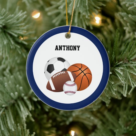 Blue All Star Sports Custom Keramisch Ornament (Boom)