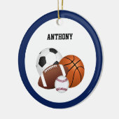 Blue All Star Sports Custom Keramisch Ornament (Links)
