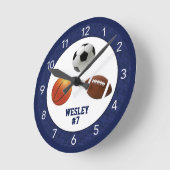Blue All Star Sports Kind Custom Ronde Klok (Hoek)