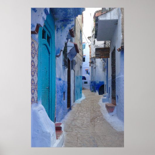 Blue Alley in Chefchaouen, Marokko Poster (Voorkant)