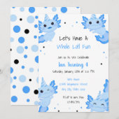 Blue Alotl Fun Party Axolotl Verjaardag Kaart (Voorkant / Achterkant)