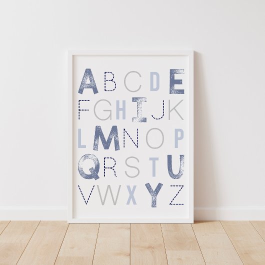 Blue Alphabet ABC Boy Nursery Decor Poster