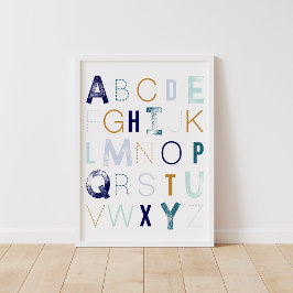 Blue Alphabet Boy Nursery Decor Poster