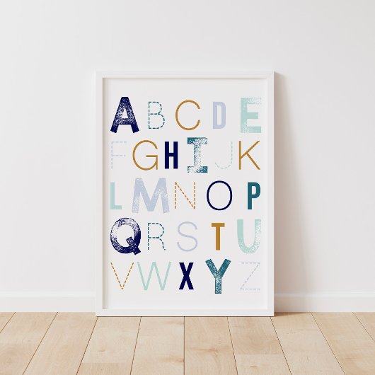 Blue Alphabet Boy Nursery Decor Poster