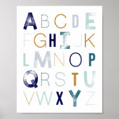 Blue Alphabet Boy Nursery Decor Poster (Voorkant)