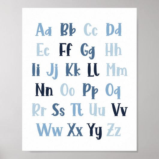 Blue Alphabet Nursery Poster (Voorkant)