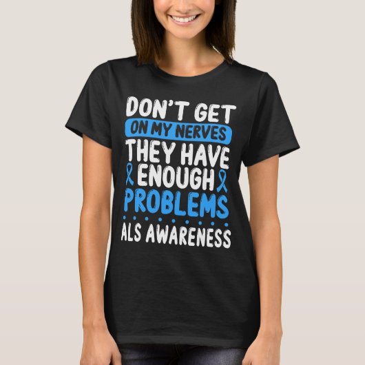 Blue ALS Ribbon Warrior Suvrivor ALS Awareness T-shirt (Voorkant)
