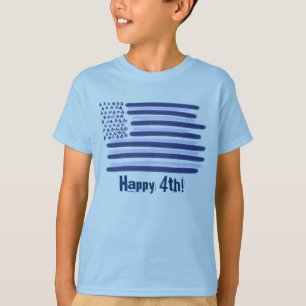  Blue American Flag Boys 4th July t-shirt