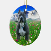 Blue American Pit Bull Terrier, Pikes Peak Keramisch Ornament (Rechts)