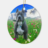 Blue American Pit Bull Terrier, Pikes Peak Keramisch Ornament (Links)