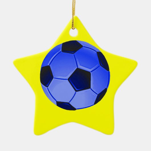 Blue American Soccer of Association Football Keramisch Ornament (Voorkant)