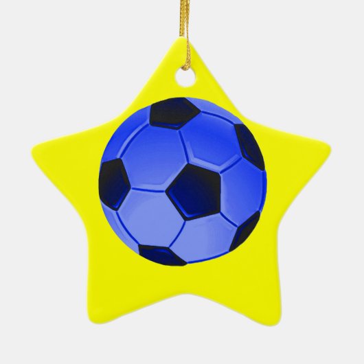 Blue American Soccer of Association Football Keramisch Ornament (Achterkant)