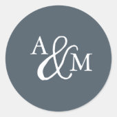 Blue Ampersand Monogram Wedding Ronde Sticker (Voorkant)