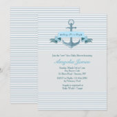 Blue Anchor Banner Invitation Kaart (Voorkant / Achterkant)