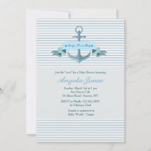 Blue Anchor Banner Invitation Kaart