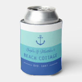 Blue Anchor Beach Home Striped Blikjeskoeler (Blikje Voorkant)