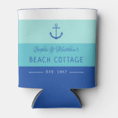 Blue Anchor Beach Home Striped Blikjeskoeler (Voorkant)