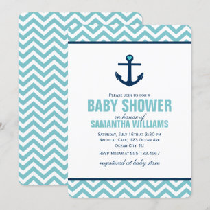 Blue Anchor Boy Baby shower Kaart