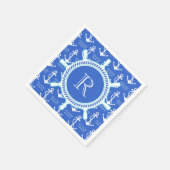 Blue Anchor Coastal Nautical Monogram Servetten (Hoek)