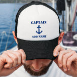 Blue Anchor Kapitein Naam of Boat Naam toevoegen Trucker Pet<br><div class="desc">Kapitein Navy Blue Anchor Naam of Boat Name Pet toevoegen</div>