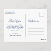 Blue Anchor Monogram Nautical Wedding Bedankt Briefkaart (Achterkant)
