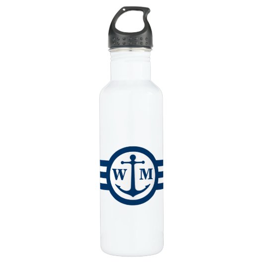 Blue Anchor Monogram Waterfles Waterfles (Voorkant)