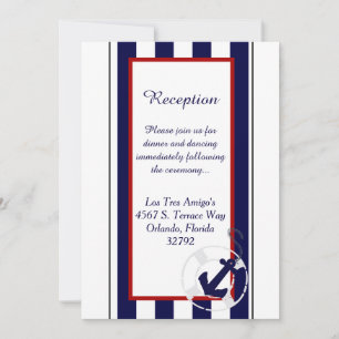 Blue Anchor Nautical 3.5x7 Huwelijksreceptiekaart Kaart