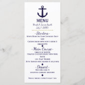 Blue Anchor Nautical Beach Wedding Menu Kaart (Voorkant)