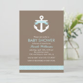 Blue Anchor Nautical Boy Baby shower Kaart (Staand voorkant)