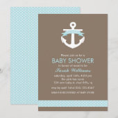 Blue Anchor Nautical Boy Baby shower Kaart (Voorkant / Achterkant)