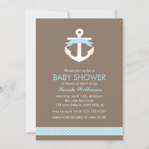 Blue Anchor Nautical Boy Baby shower Kaart