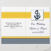 blue anchor nautical folded Wedding Programme (Voorkant)