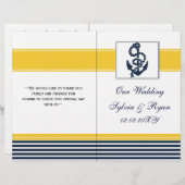 blue anchor nautical folded Wedding Programme (Voorkant / Achterkant)