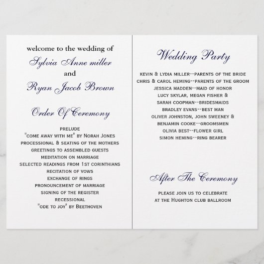 blue anchor nautical folded Wedding Programme (Achterkant)