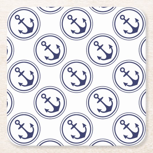 Blue Anchor Nautical Kartonnen Onderzetters (Voorkant)