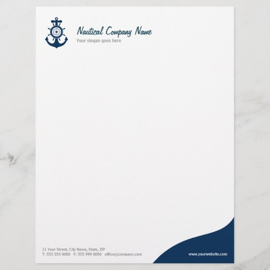 Blue Anchor Nautical letterhead Briefhoofd Ontwerp (Voorkant)