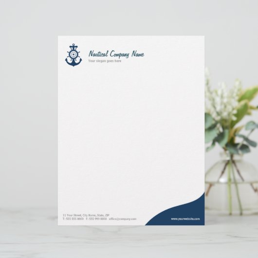 Blue Anchor Nautical letterhead Briefhoofd Ontwerp (Staand voorkant)