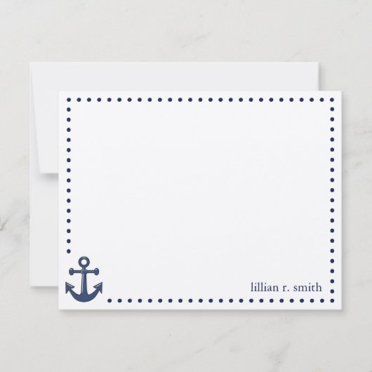 Blue Anchor Nautical Personalised Note Card Notitiekaartje (Voorkant)