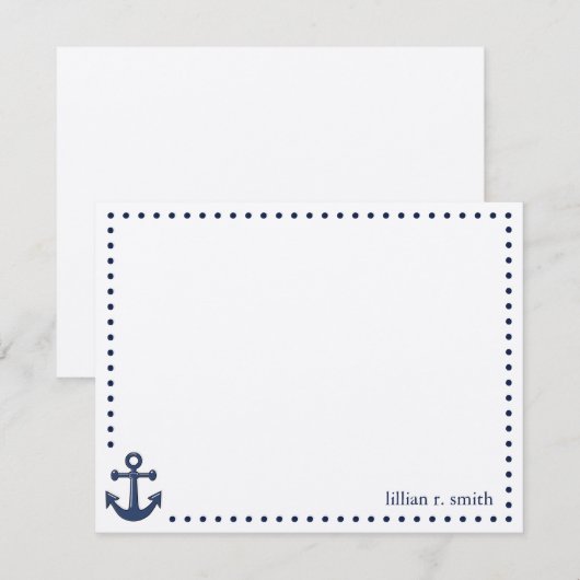 Blue Anchor Nautical Personalised Note Card Notitiekaartje (Voorkant / Achterkant)