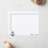 Blue Anchor Nautical Personalised Note Card Notitiekaartje (Voorkant / Achterkant in situ)