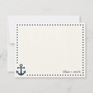 Blue Anchor Nautical Personalised Note Card Notitiekaartje