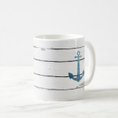 Blue Anchor Nautical Shiplap Rustic Koffiemok (Voorkant rechts)