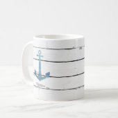 Blue Anchor Nautical Shiplap Rustic Koffiemok (Voorkant links)