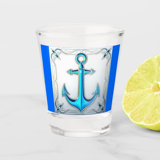 Blue Anchor Nautical Shot Glass Shot Glas (Voorkant)