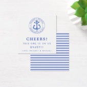 Blue Anchor - Nautical Wedding Drink Ticket Vierkante Visitekaartjes (Bureau)