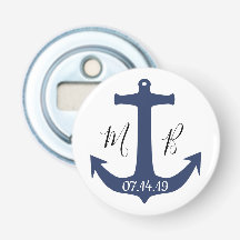 Blue Anchor Nautical Wedding Initialen and Date
