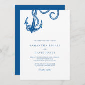 Blue Anchor Nautical Wedding Kaart (Voorkant / Achterkant)